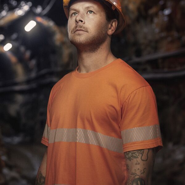 SYZMIK WORKWEAR ZH510 Men's Hi Vis Segmented Tape Cotton Tee Shirt ZH510 Hi Vis Segmented Tape Cotton Tee ZH510 Men's Hi Vis Segmented Tape Cotton Tee Shirt Thumbnail